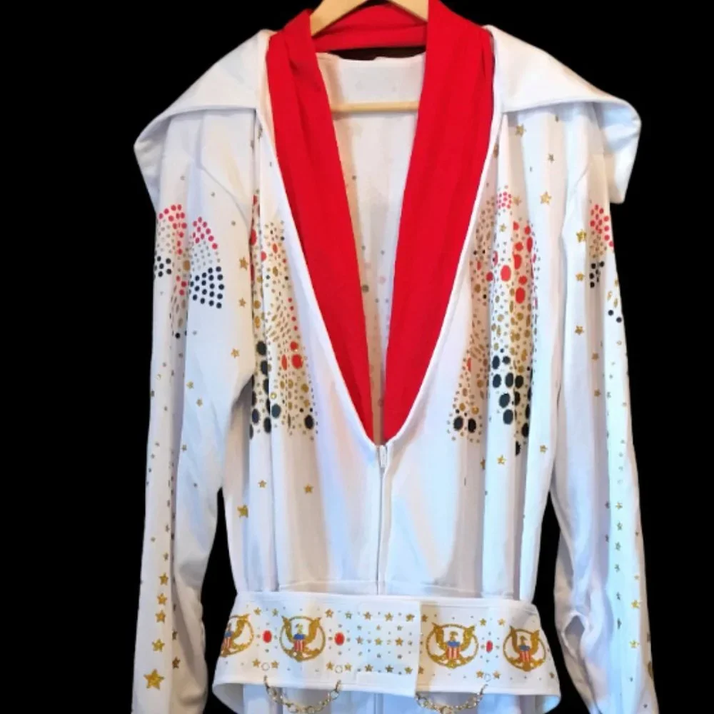Rubies Elvis Presley costume jumpsuit scarf belt Size X-Large adult - Picture 4 of 16